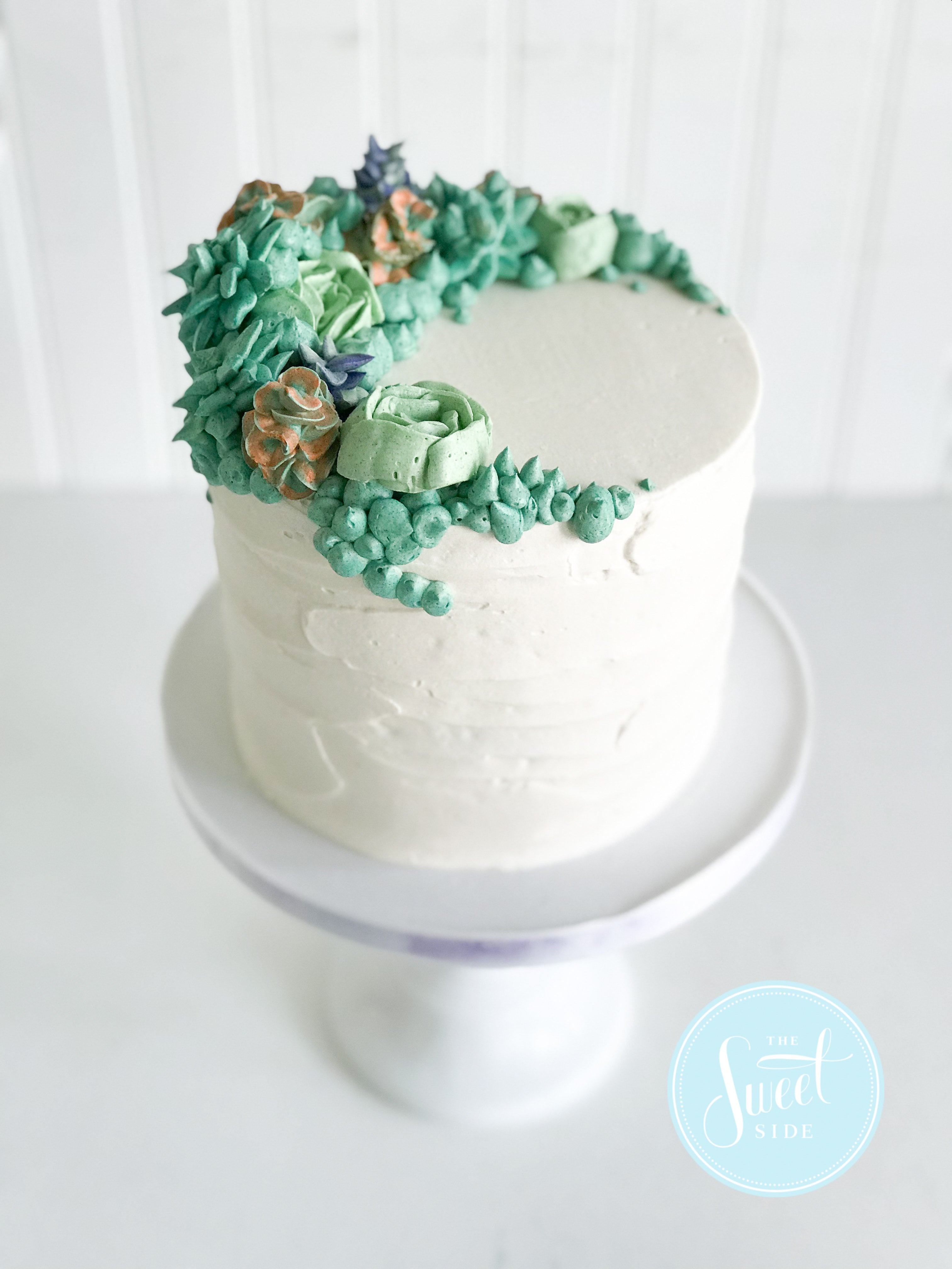 Trefzger's Decorated Cake with Piped Succulents — Trefzger's Bakery